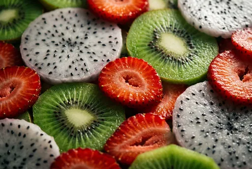 Fresh Sliced Kiwi Strawberry Dragon Fruit