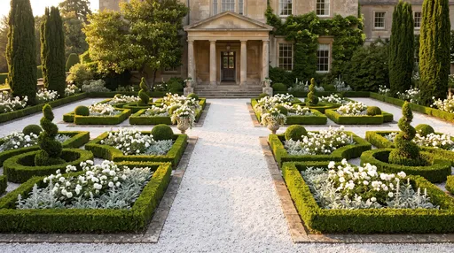 Formal Boxwood Parterre Garden at Golden Hour