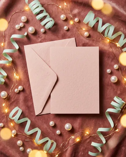 Blush Pink Card Mockup with Party Decor