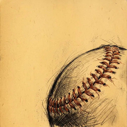 Charcoal and Red Chalk Baseball Sketch