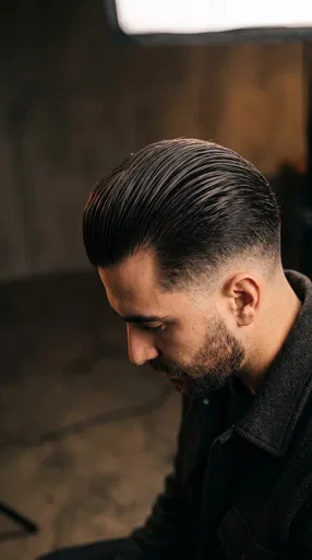 Man With Slick Back Fade Haircut
