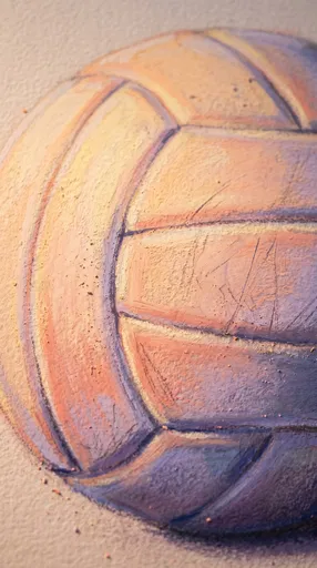 Pastel Volleyball Drawing Close-Up