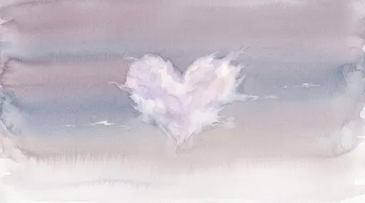 Watercolor Heart Cloud in Twilight Sky