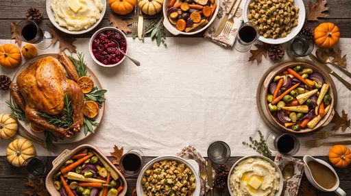 Thanksgiving Feast Flat Lay With Copy Space
