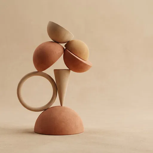 Balanced Terracotta and Sand Geometric Shapes