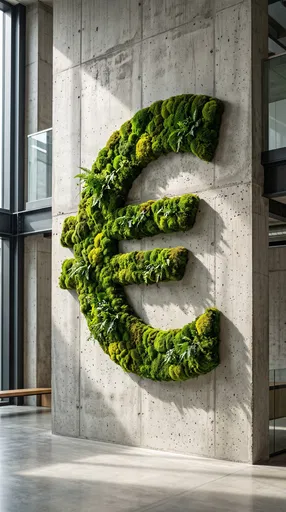 Green Moss Euro Symbol on Concrete