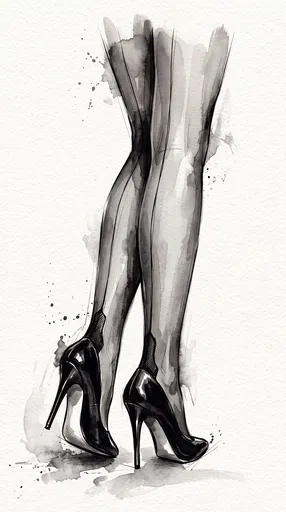 Watercolor Illustration of Legs in Stockings