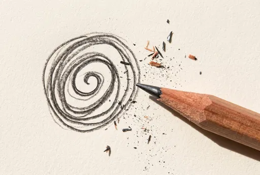 Wooden Pencil Drawing Spiral on Paper