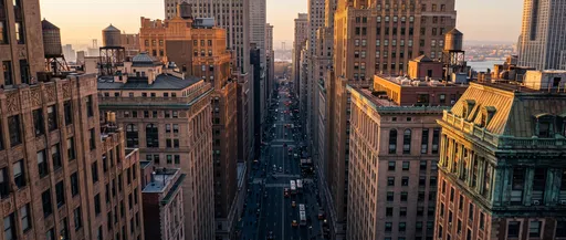 Aerial View of Manhattan Street Canyon