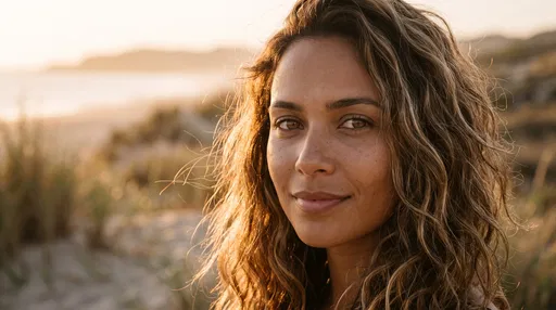 Golden Hour Portrait of Woman on Coast