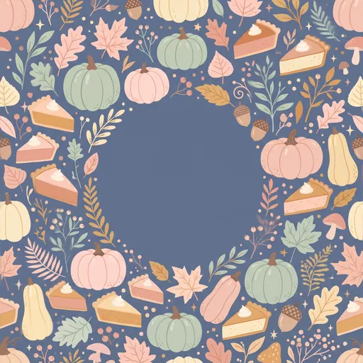 Pastel Autumn Pumpkin and Pie Frame