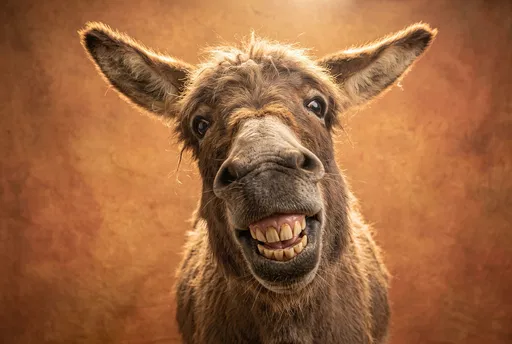 Funny Brown Donkey Smiling Studio Portrait