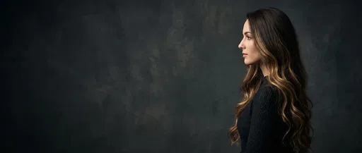 Profile Portrait of Woman with Highlighted Hair