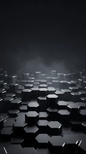 Dark 3D Hexagonal Prisms Background