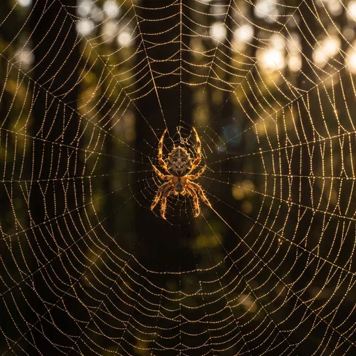 Spider in Dewy Golden Web