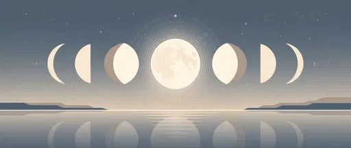 Minimalist Moon Phases Over Calm Water