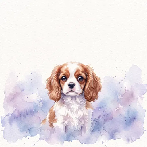 Watercolor Cavalier King Charles Spaniel Puppy