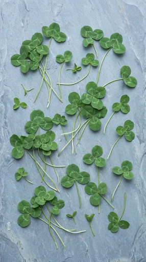 Green Clover Leaves on Slate