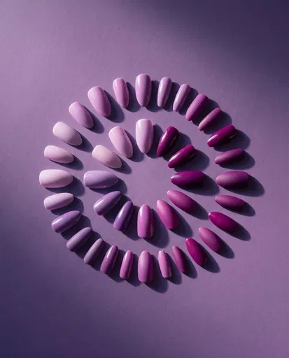 Circular Arrangement of Purple Press-On Nails