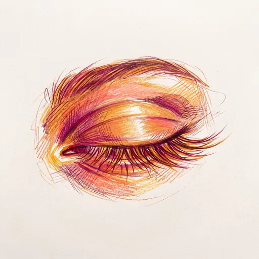 Warm Colored Pencil Sketch of Closed Eye