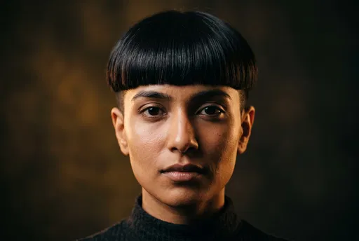 Portrait of Woman with Bowl Cut