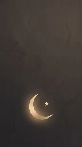 Glowing Gold Crescent Moon and Star
