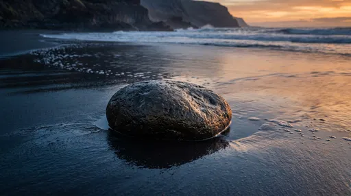 Volcanic Rock on Black Sand Beach