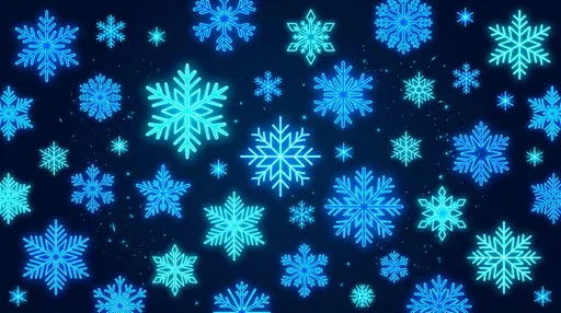 Glowing Neon Blue Snowflake Pattern