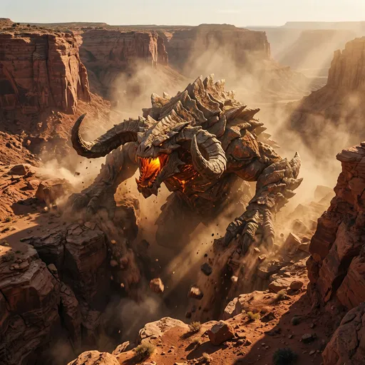 Armored Monster Emerging From Desert Canyon
