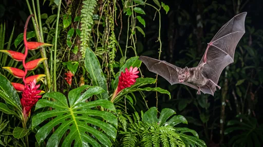 Vampire Bat Flying in Tropical Rainforest