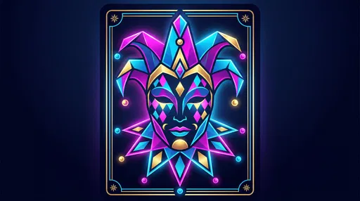 Neon Geometric Jester Playing Card