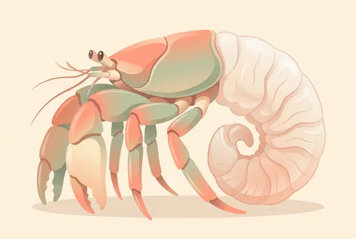 Pastel Illustration of Hermit Crab Without Shell