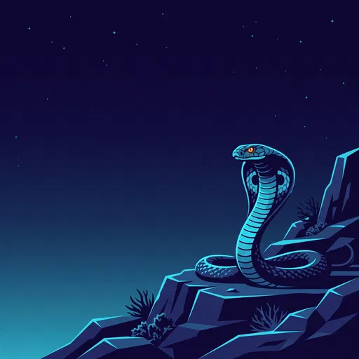 King Cobra on Rocky Ledge Illustration