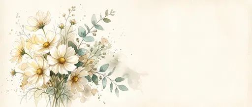 Watercolor White Cosmos and Eucalyptus Banner