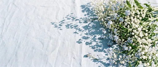 Forget-Me-Nots and Baby's Breath on Linen