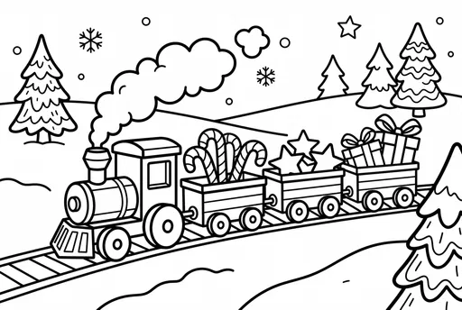 Christmas Toy Train Coloring Page