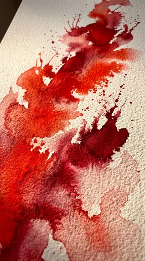 Red Watercolor Blooms on Textured Paper