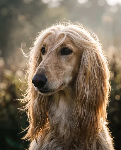 Backlit Golden Afghan Hound Portrait