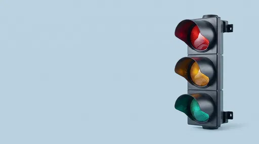 Modern Traffic Light on Blue Background