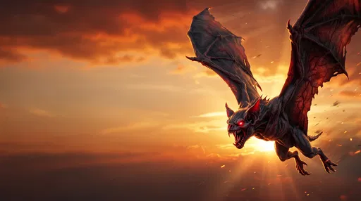 Menacing Vampire Bat at Sunset