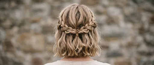 Blonde Wavy Bob With Crown Braid