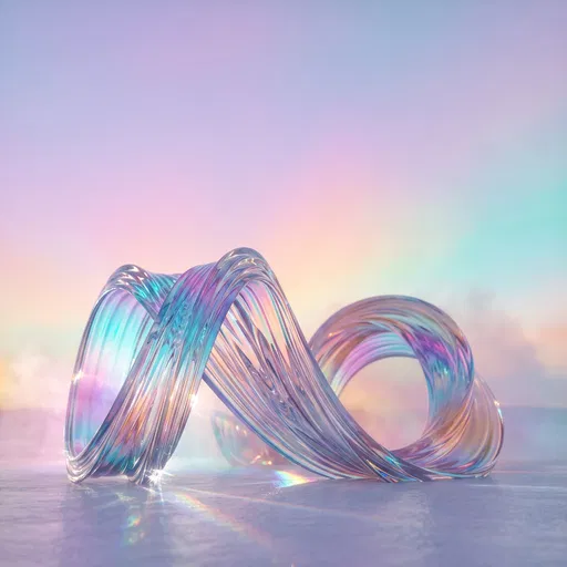 Iridescent Glass Ribbon Against Pastel Sky