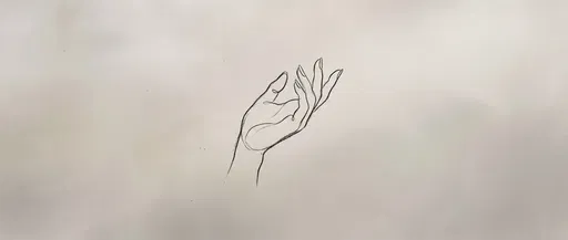 Minimalist Line Drawing of Open Hand