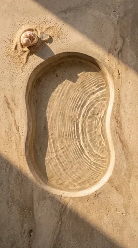 Minimalist Stone Basin With Rippling Water