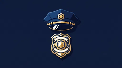 Police Cap and Shield Badge Illustration