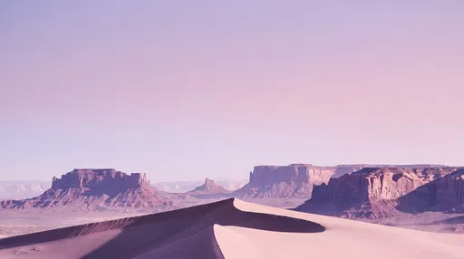 Pastel Pink Desert Dune and Mesas