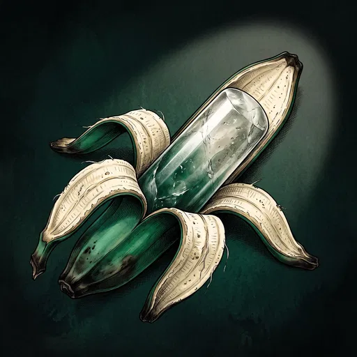 Quartz Cylinder Inside Peeled Emerald Banana