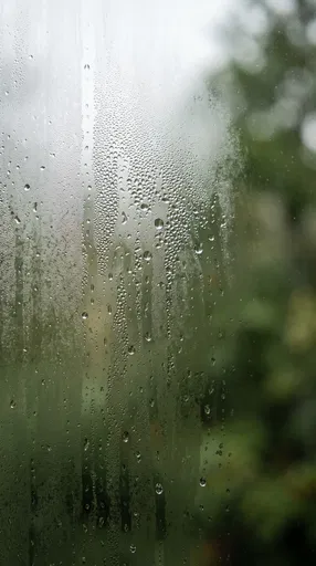 Condensation Droplets on Foggy Window Glass