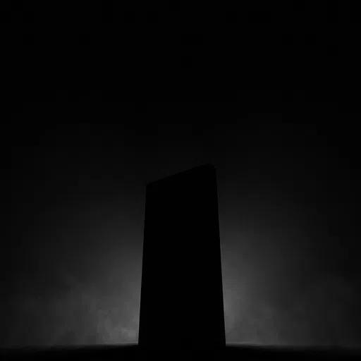 Dark Monolith Silhouette in Mist