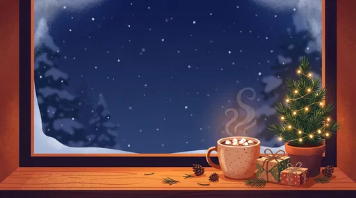 Cozy Winter Window With Cocoa and Tree